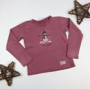 Kid’s Life Is Good Snowman Long-Sleeve T-Shirt
